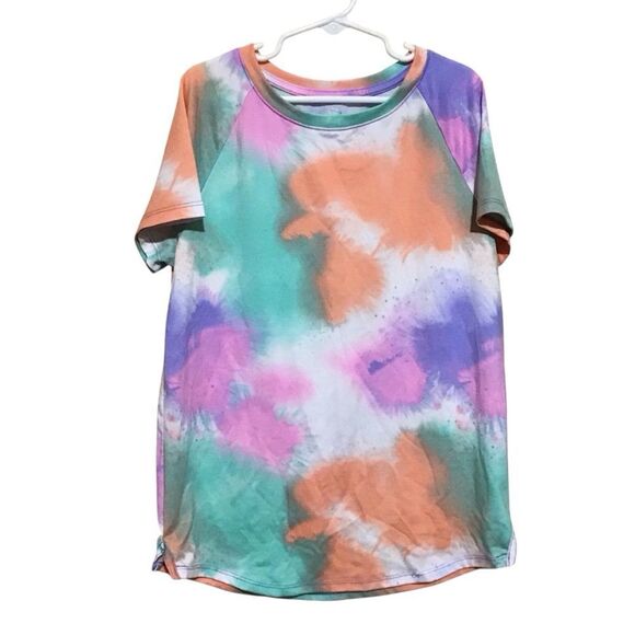 Athletic Works Girls Colorful Short Sleeve Tie-Dye Top L 10-12 - Picture 1 of 5